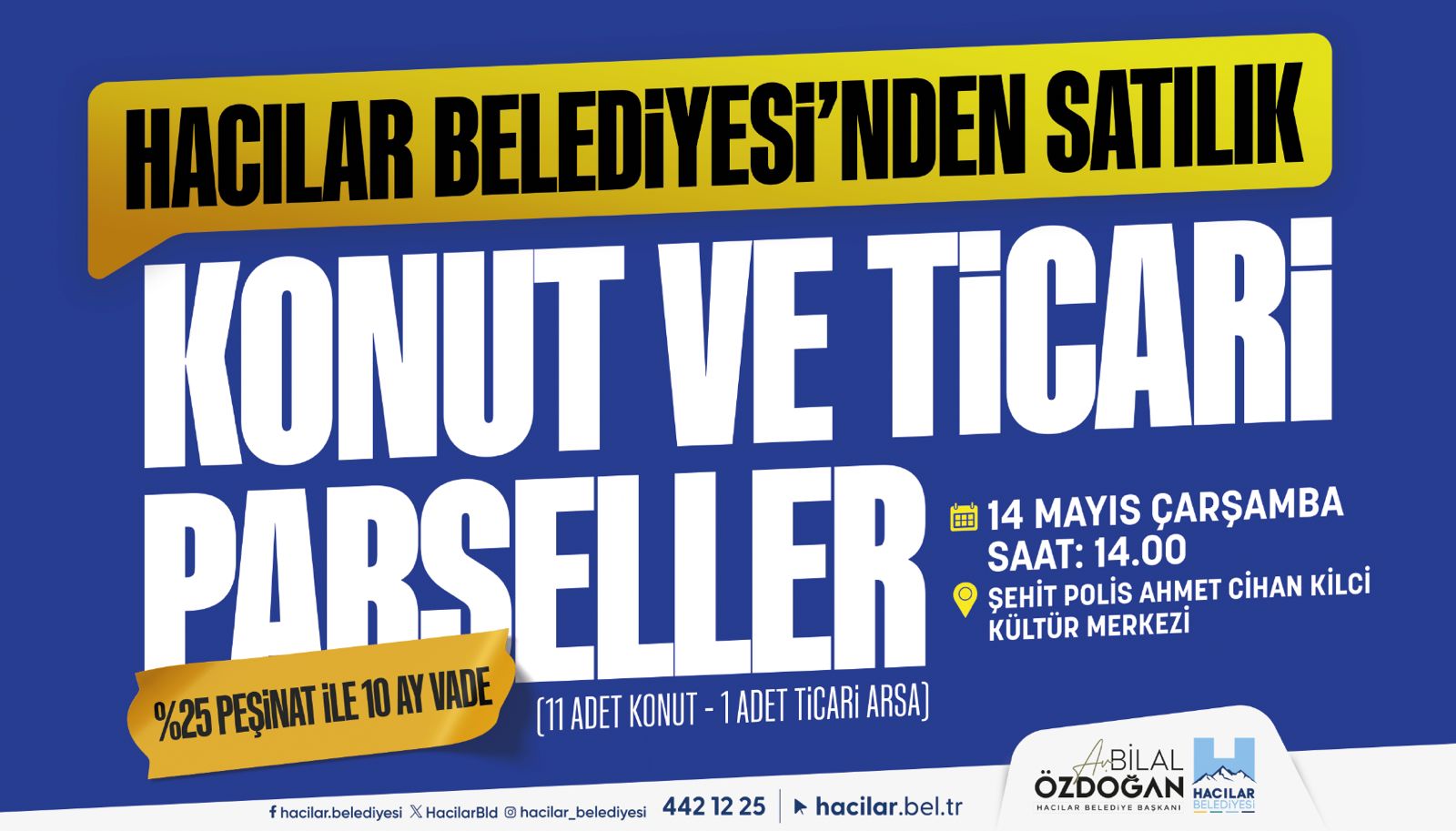 HACILAR BELEDİYESİ'NDEN YENİ YATIRIM FIRSATLARI